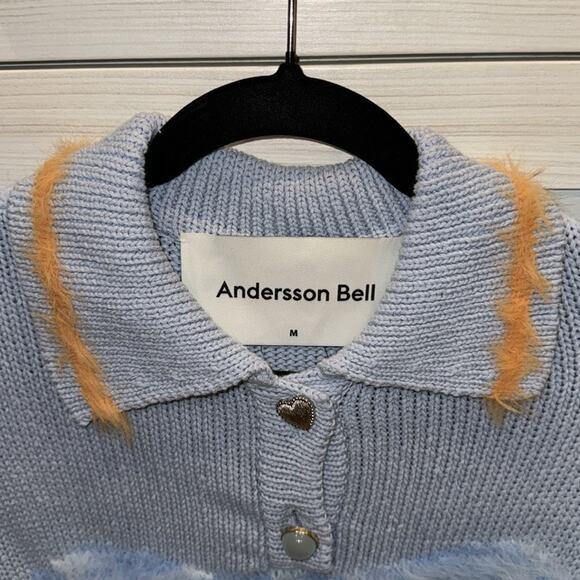 Andersson Bell Hayes Lingerie Intarsia Knit Collar Top/Sweater in Blue Medium - Picture 7 of 11